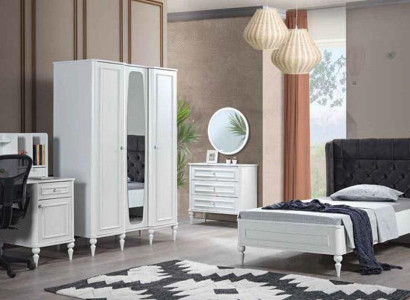 Modern elegance: White bedroom set on delicate legs